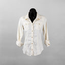 Teleria Zed Pacifica Over-Dyed Western Snap Shirt in Off White Old