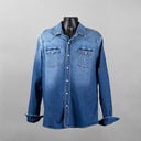 Teleria Roper Over-Dyed Western Snap Shirt in Mid Dark Blue