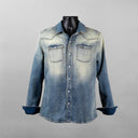 Teleria Roper Over-Dyed Western Snap Shirt in Light Blue